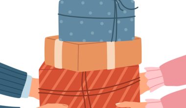 Two pairs of hands exchanging a stack of wrapped holiday gifts, symbolizing workplace gift giving and seasonal appreciation.